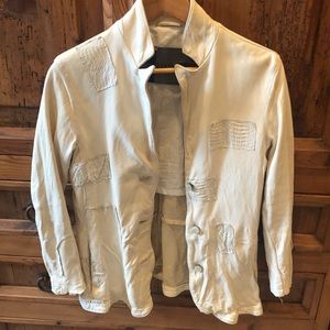 GIORGIO BRATO CREAM LEATHER PATCH JACKET